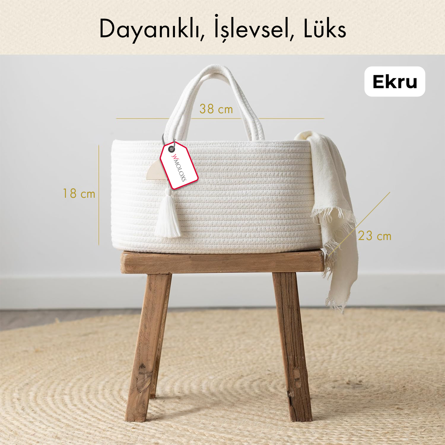 İsme Özel Anne Bebek Bakım Çantası/Sepeti (%100 Pamuk)