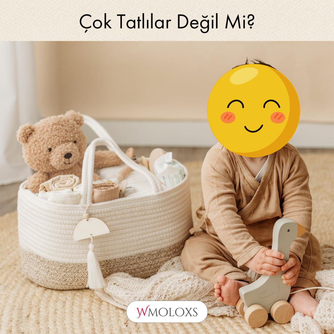 İsme Özel Anne Bebek Bakım Çantası/Sepeti (%100 Pamuk)