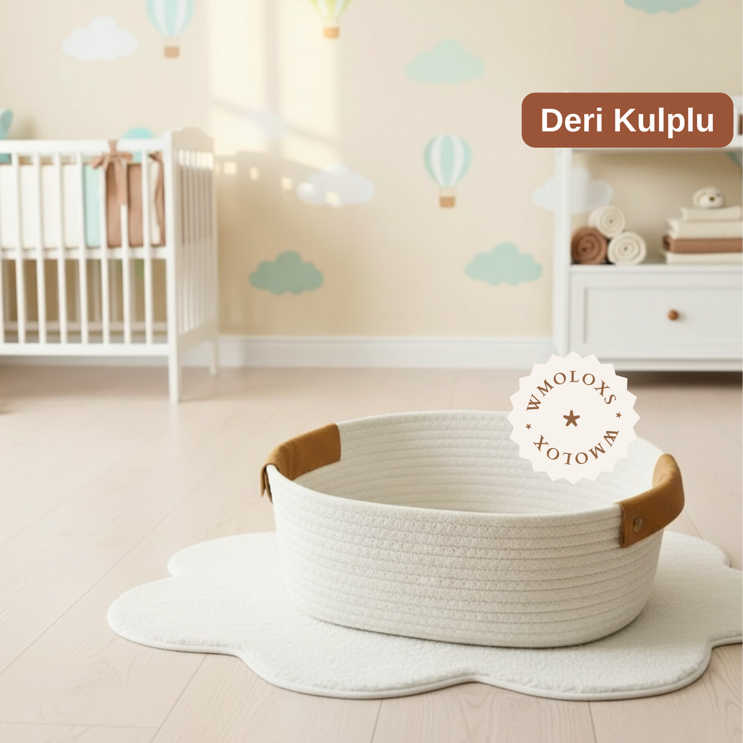 İsme Özel Oyuncak Sepeti (%100 Pamuk) | Deri Kulp Seçeneği (Hakiki Deri)