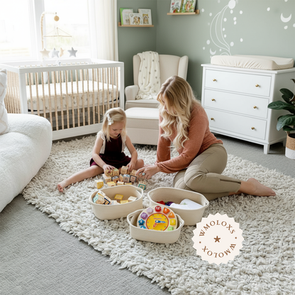 İsme Özel Oyuncak Sepeti (%100 Pamuk) | Deri Kulp Seçeneği (Hakiki Deri)