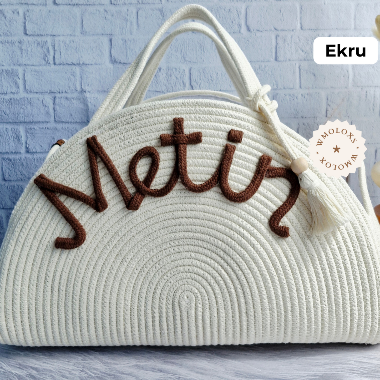 İsme Özel Anne Bebek Bakım Çantası/Sepeti (%100 Pamuk)