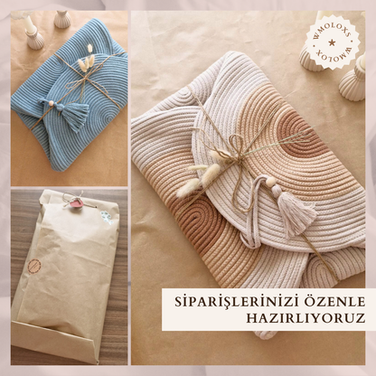 İsme Özel Anne Bebek Bakım Çantası/Sepeti (%100 Pamuk)