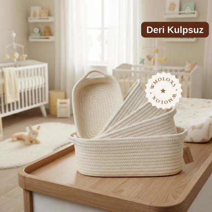 İsme Özel Oyuncak Sepeti (%100 Pamuk) | Deri Kulp Seçeneği (Hakiki Deri)