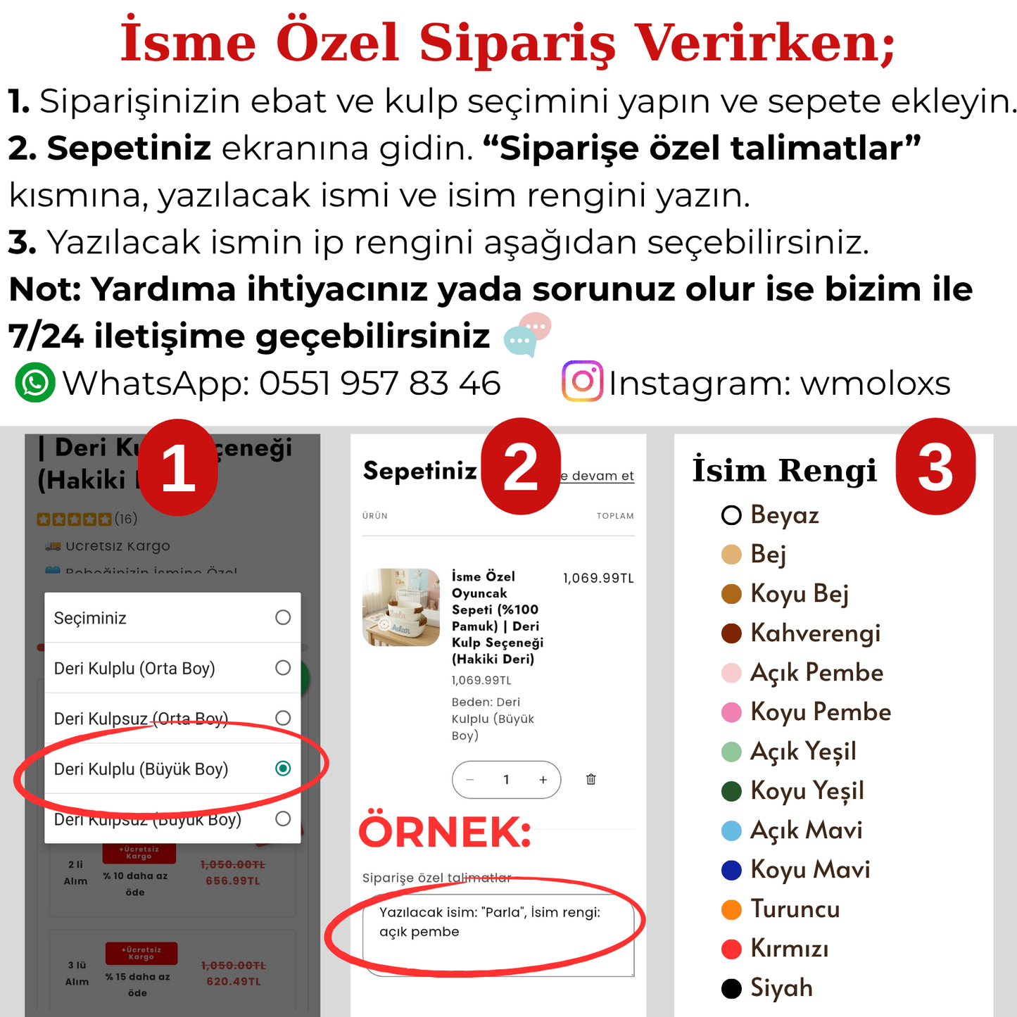 İsme Özel Oyuncak Sepeti (%100 Pamuk) | Deri Kulp Seçeneği (Hakiki Deri)