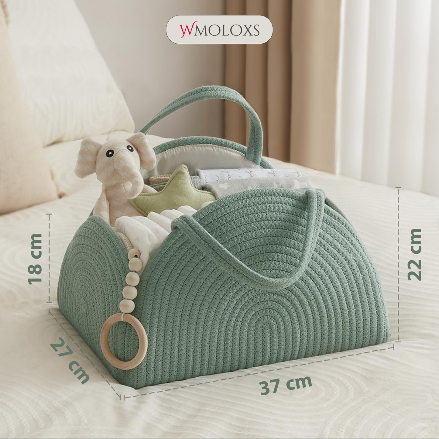 İsme Özel Anne Bebek Bakım Çantası/Sepeti (%100 Pamuk)