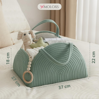 İsme Özel Anne Bebek Bakım Çantası/Sepeti (%100 Pamuk)