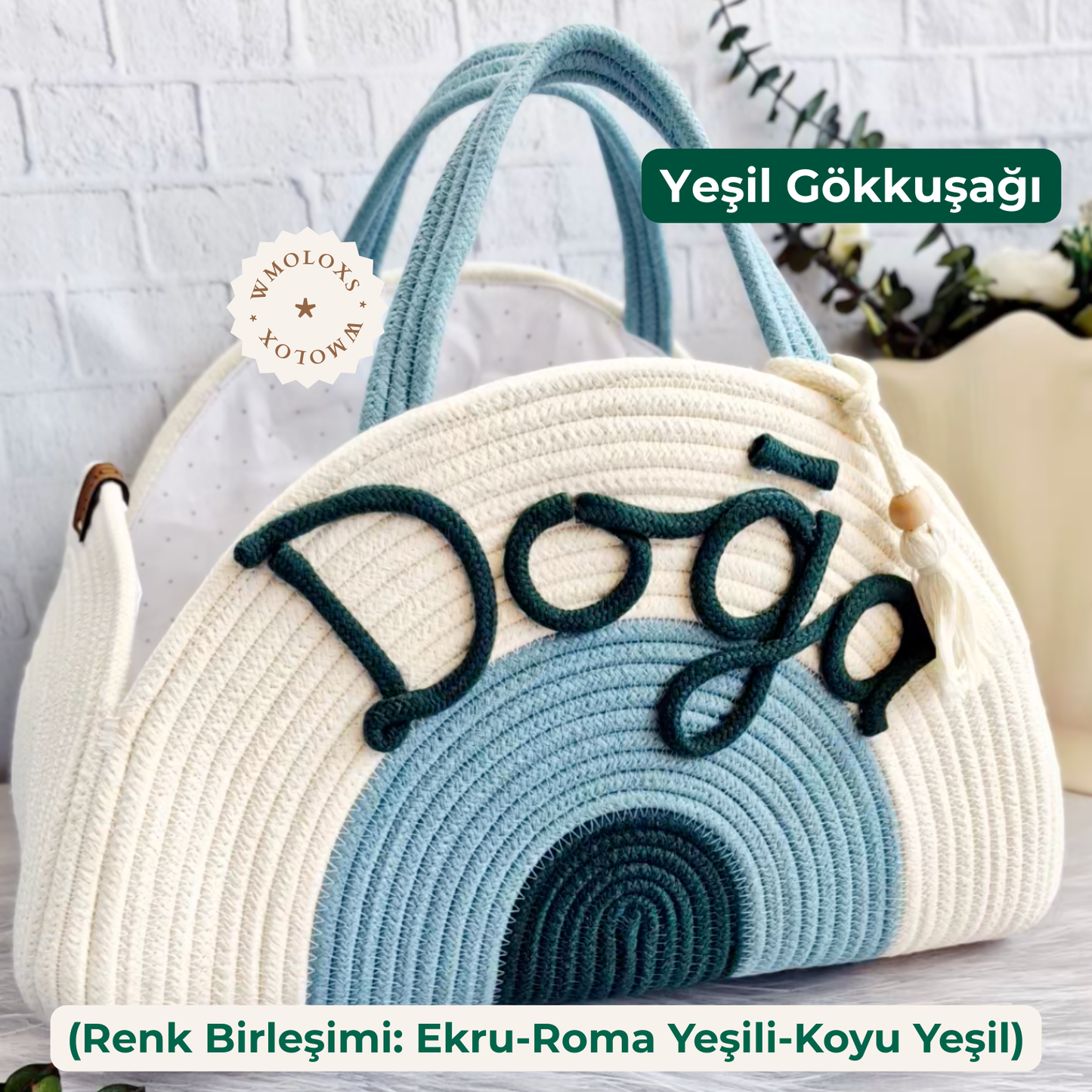 İsme Özel Anne Bebek Bakım Çantası/Sepeti (%100 Pamuk)