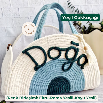 İsme Özel Anne Bebek Bakım Çantası/Sepeti (%100 Pamuk)
